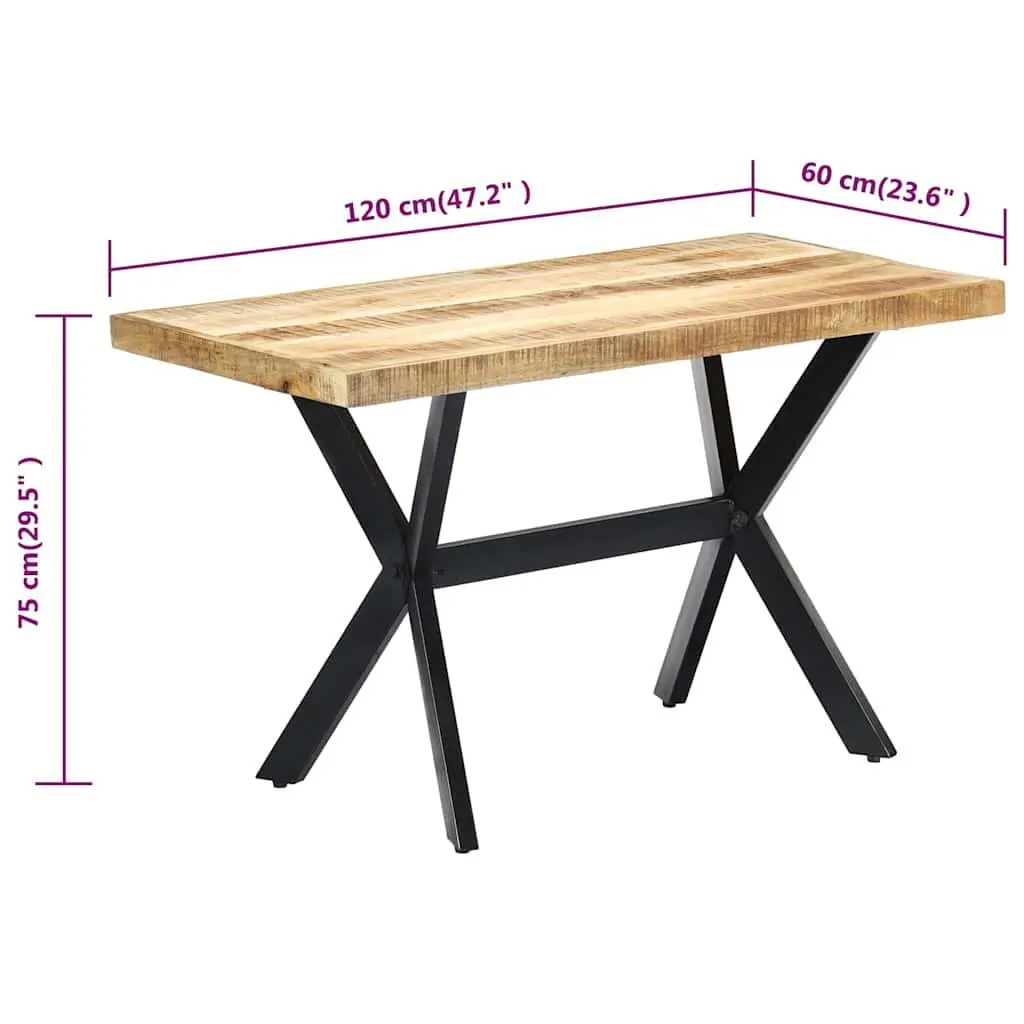 Dining Table 120x60x75 cm Solid Mango Wood Industrial Kitchen Furniture