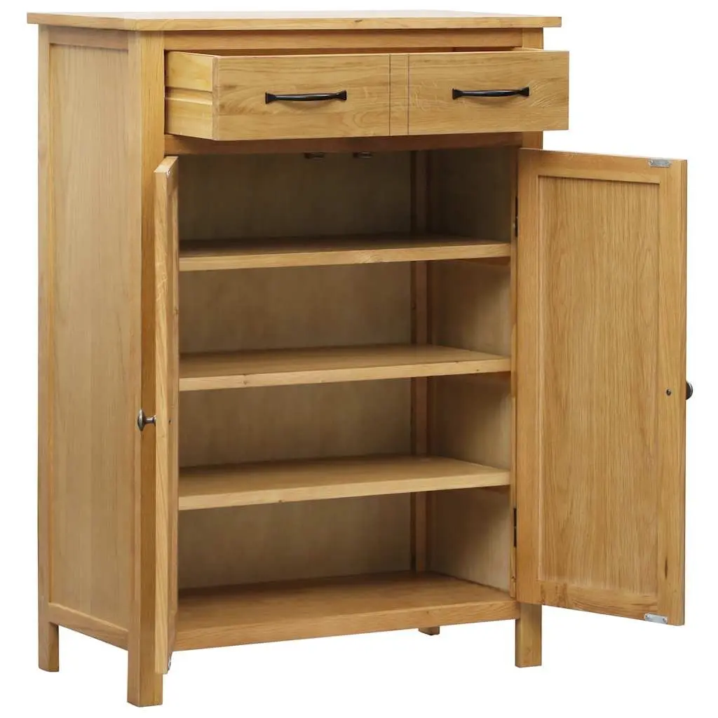 Shoe Cabinet Hallway Brown Solid Wood 4 Shelves 1 Drawer