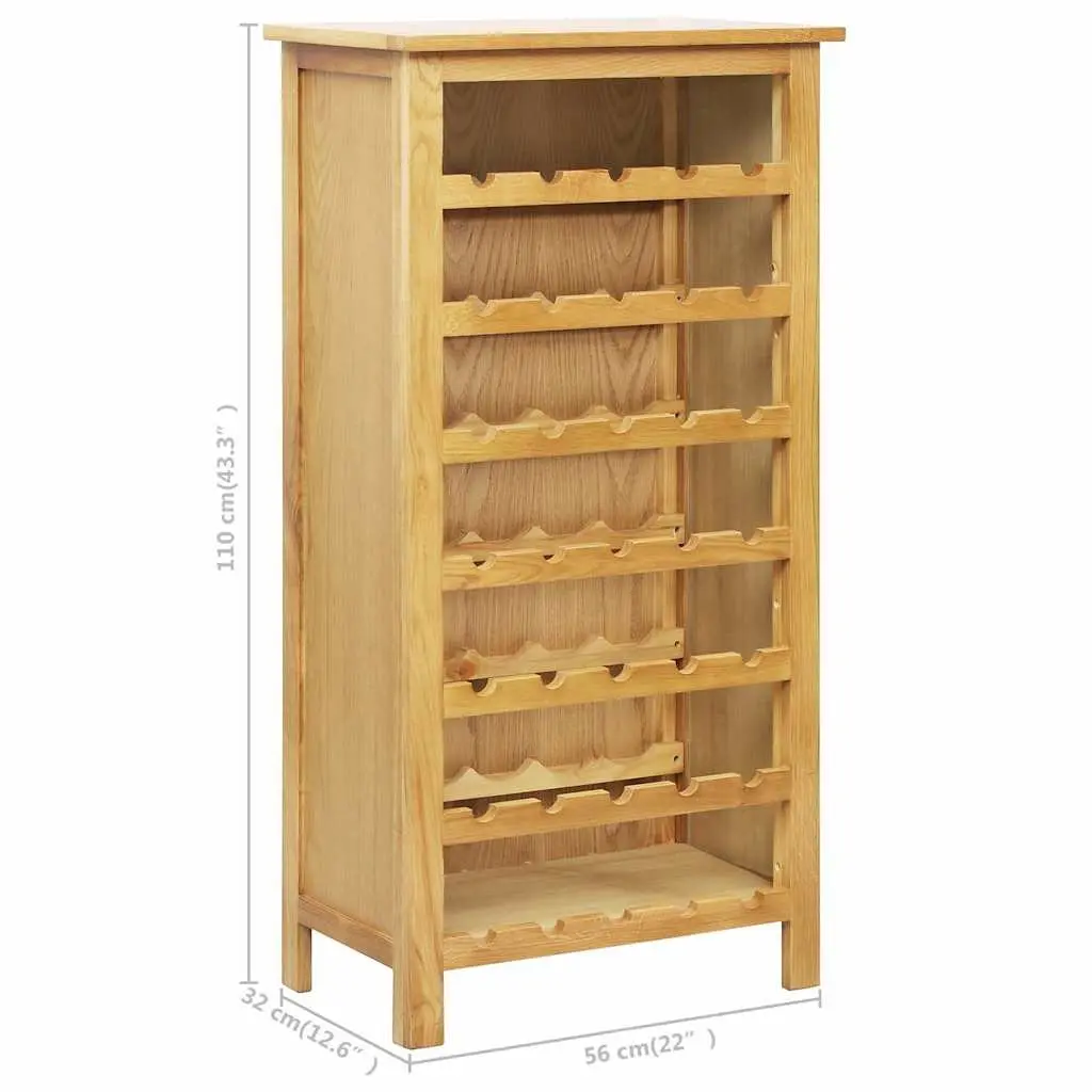 Wine Cabinet for Kitchen Dining Bar Brown Solid Oak Wood 7 Shelves