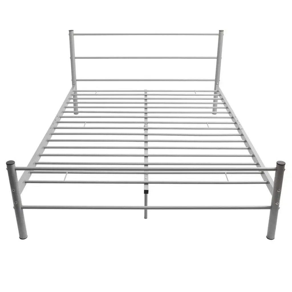 Metal Double Bed Frame Grey with Flexible Slatted Base