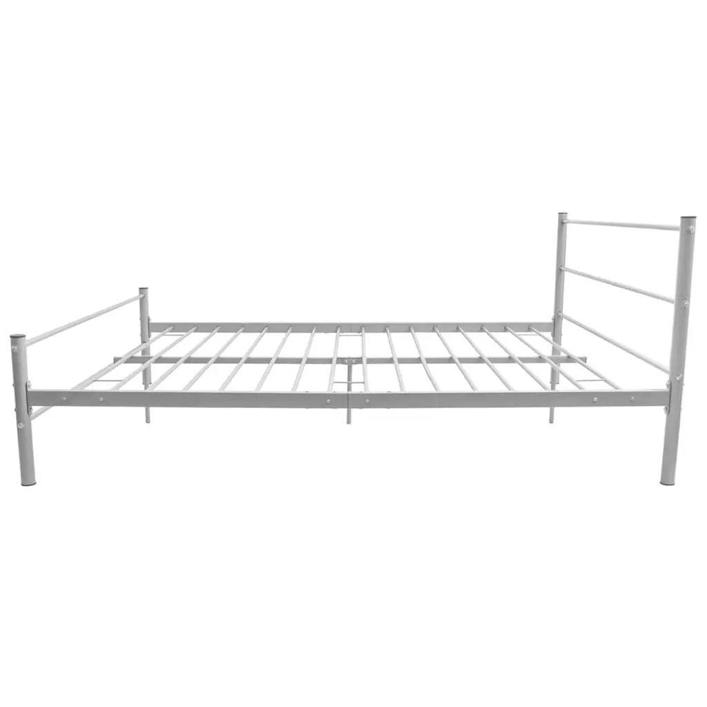 Metal Double Bed Frame Grey with Flexible Slatted Base