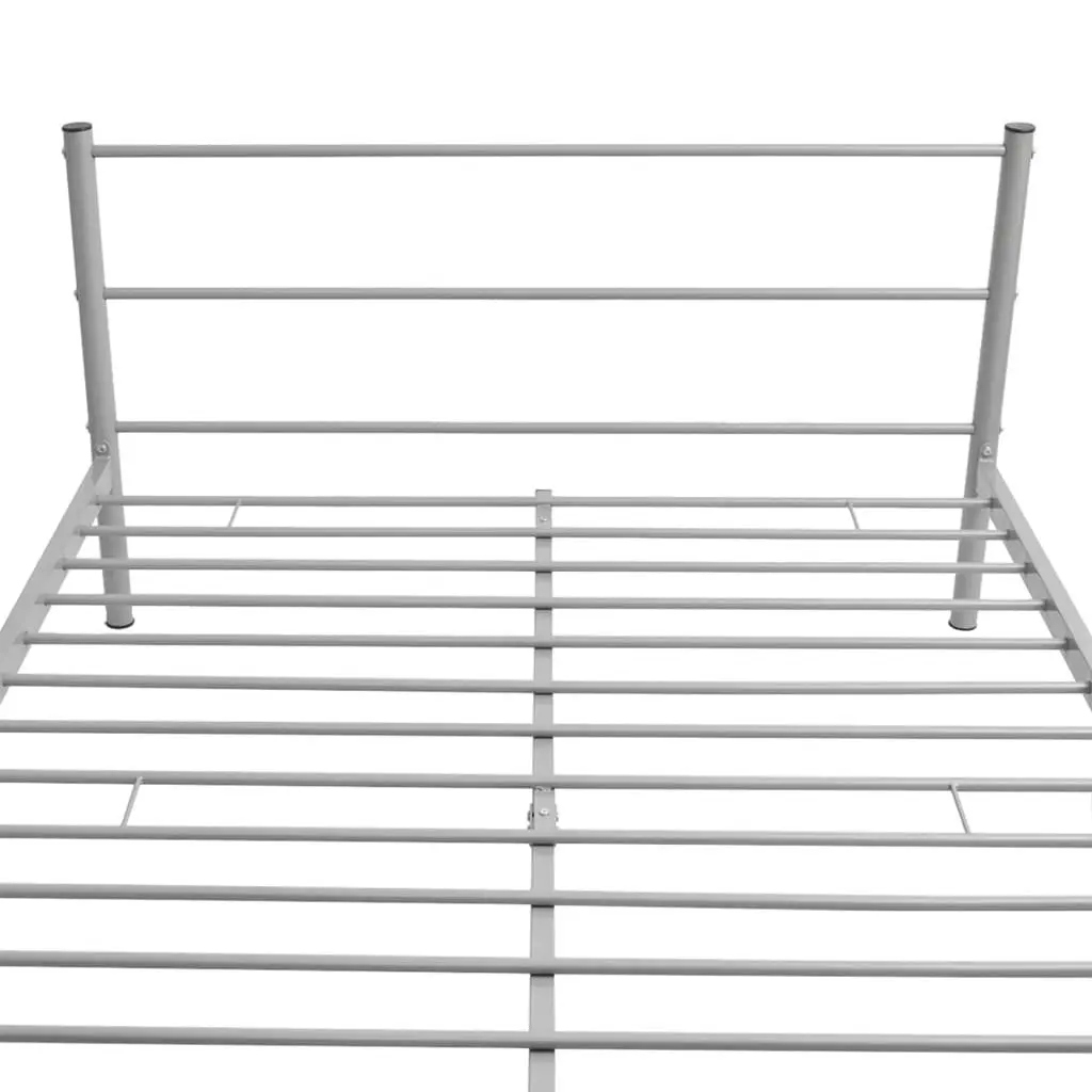 Metal Double Bed Frame Grey with Flexible Slatted Base