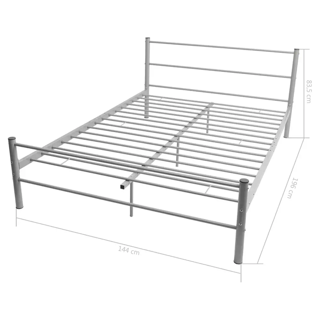 Metal Double Bed Frame Grey with Flexible Slatted Base