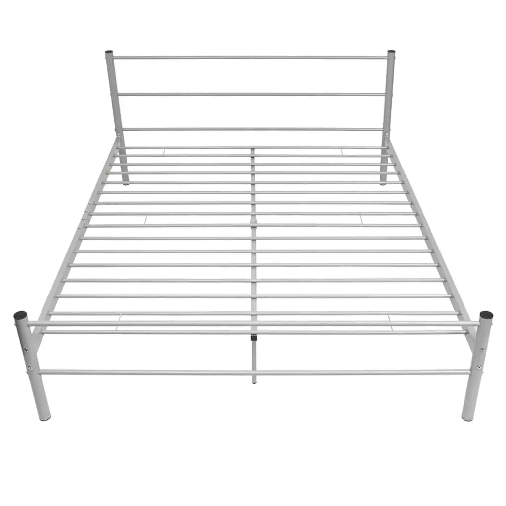 Queen Size Bed Frame in Grey with Metal Slat Base