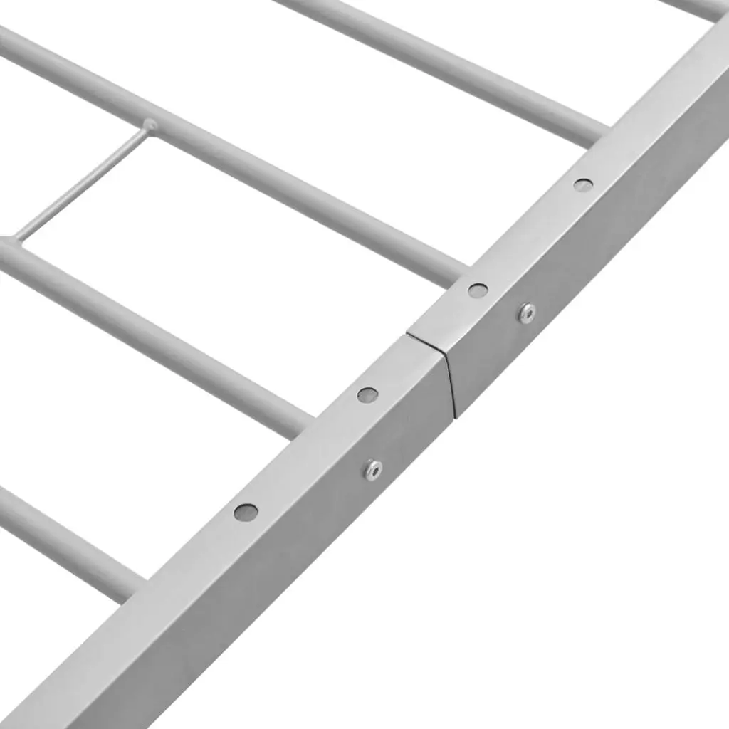 Queen Size Bed Frame in Grey with Metal Slat Base