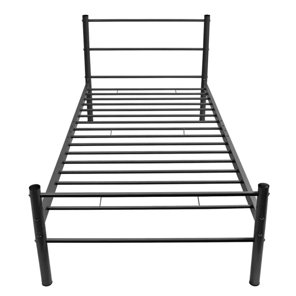 Black Metal King Single Bed Frame Slatted Base Bedroom Furniture No Mattress