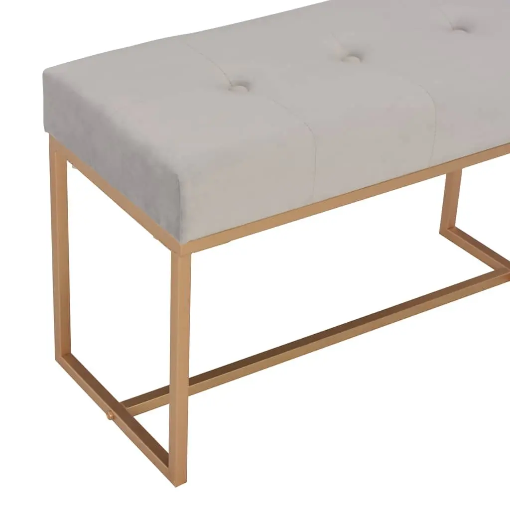 Velvet Bench 80cm Grey Hallway Seating Upholstered Entryway Living Room