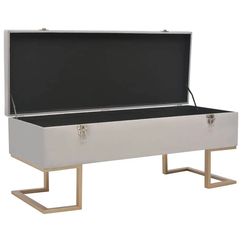 Storage Bench Living Room Entryway 105cm Grey Velvet Upholstered