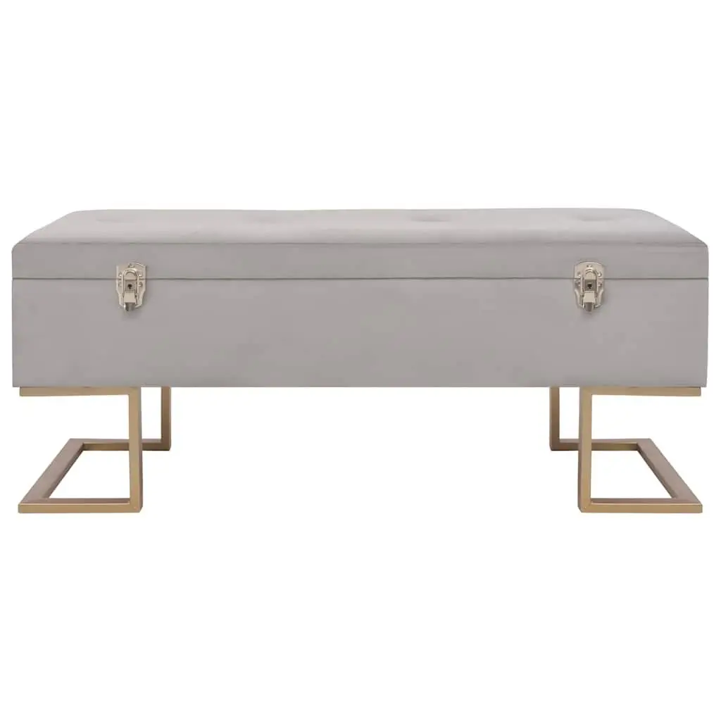 Storage Bench Living Room Entryway 105cm Grey Velvet Upholstered