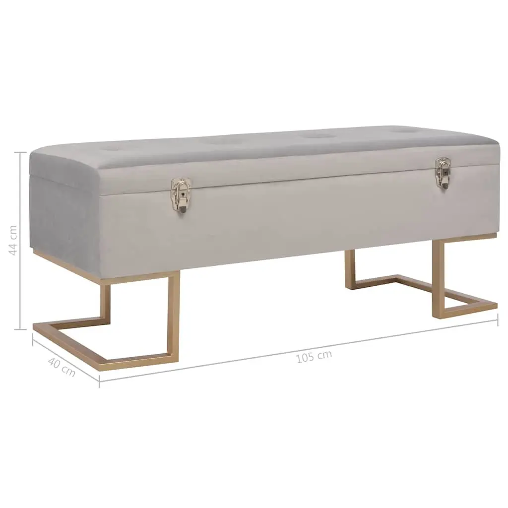 Storage Bench Living Room Entryway 105cm Grey Velvet Upholstered