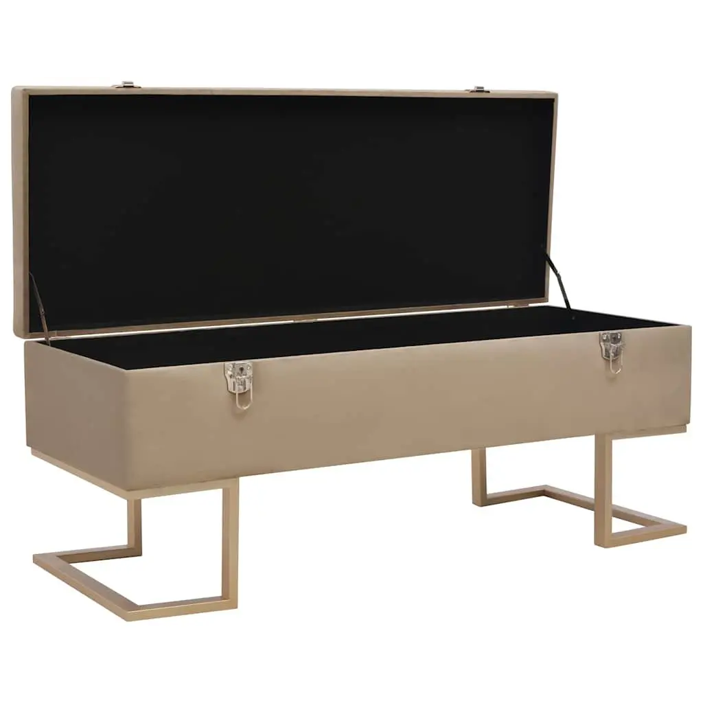 Storage Bench Entryway 105 cm Beige Velvet Upholstered with Compartment