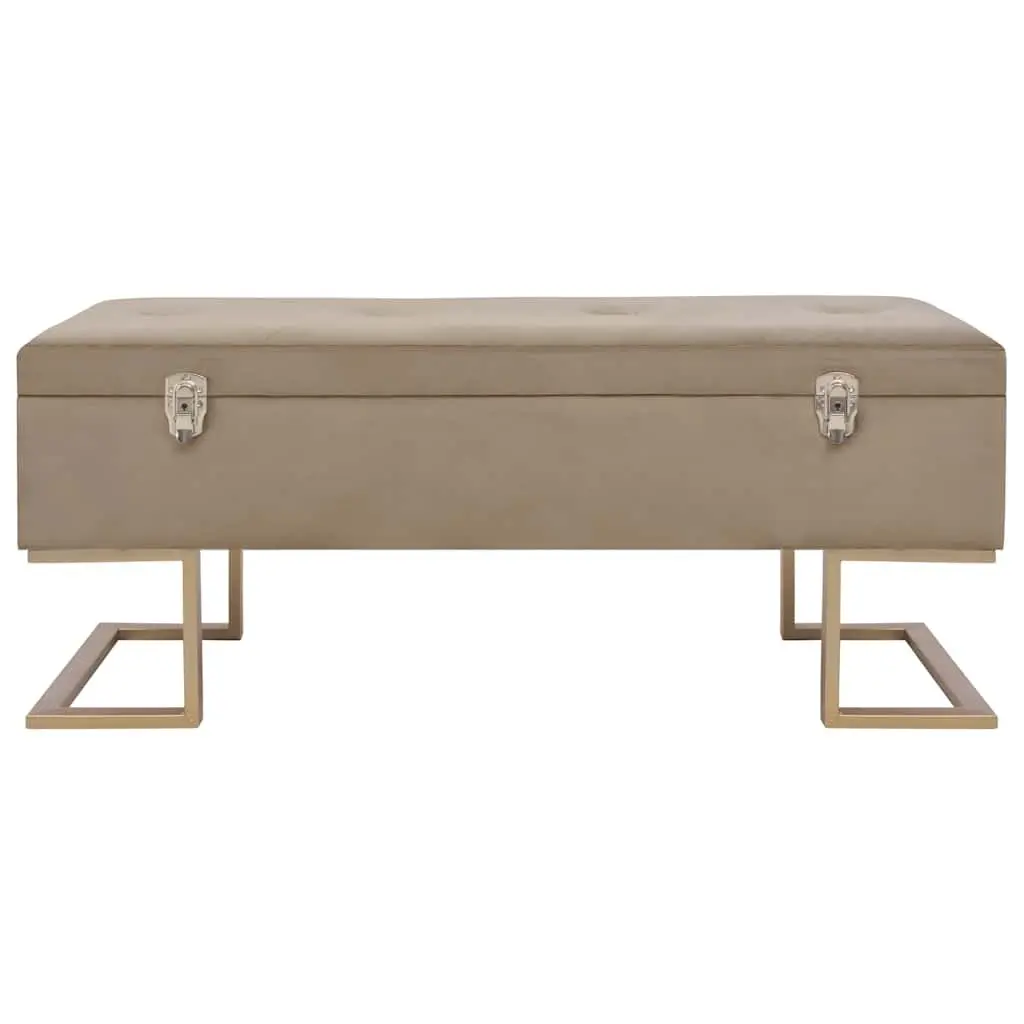 Storage Bench Entryway 105 cm Beige Velvet Upholstered with Compartment