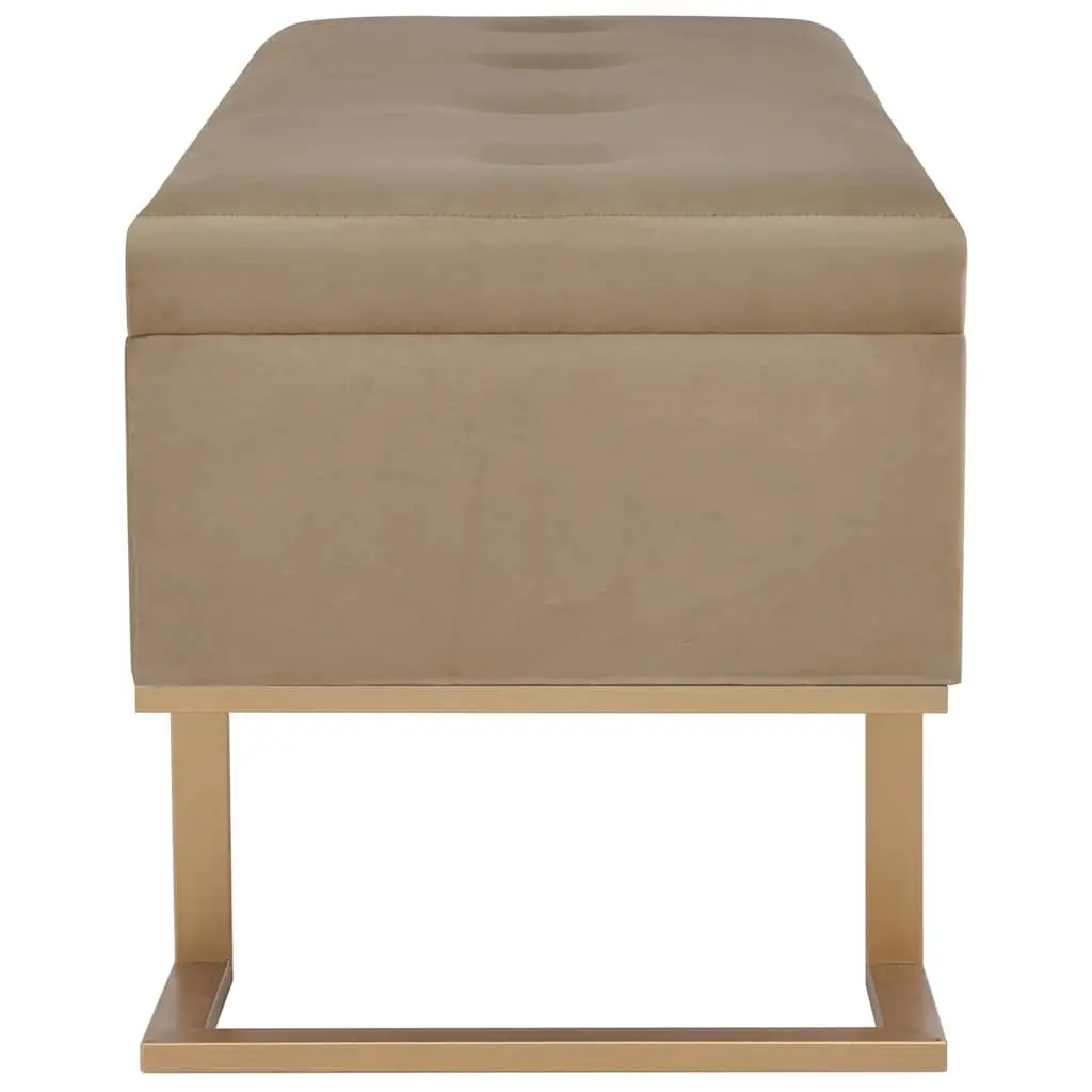 Storage Bench Entryway 105 cm Beige Velvet Upholstered with Compartment