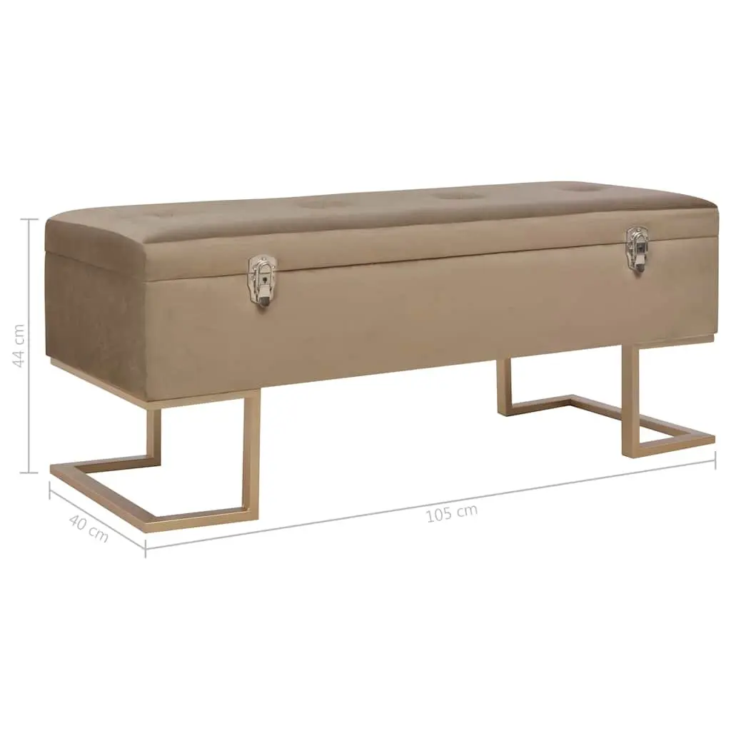 Storage Bench Entryway 105 cm Beige Velvet Upholstered with Compartment