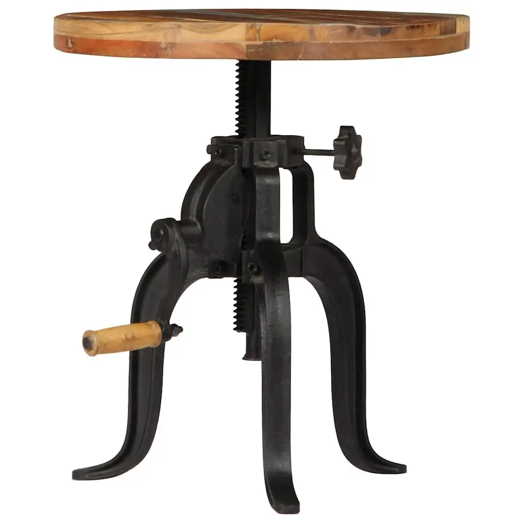 Adjustable Side Table for Living Room 45-62cm Reclaimed Wood Cast Iron Legs