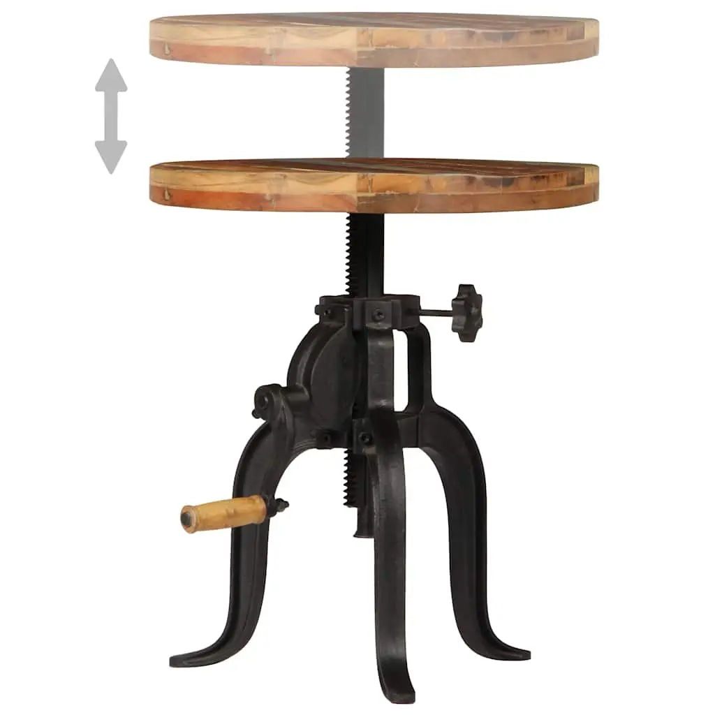 Adjustable Side Table for Living Room 45-62cm Reclaimed Wood Cast Iron Legs