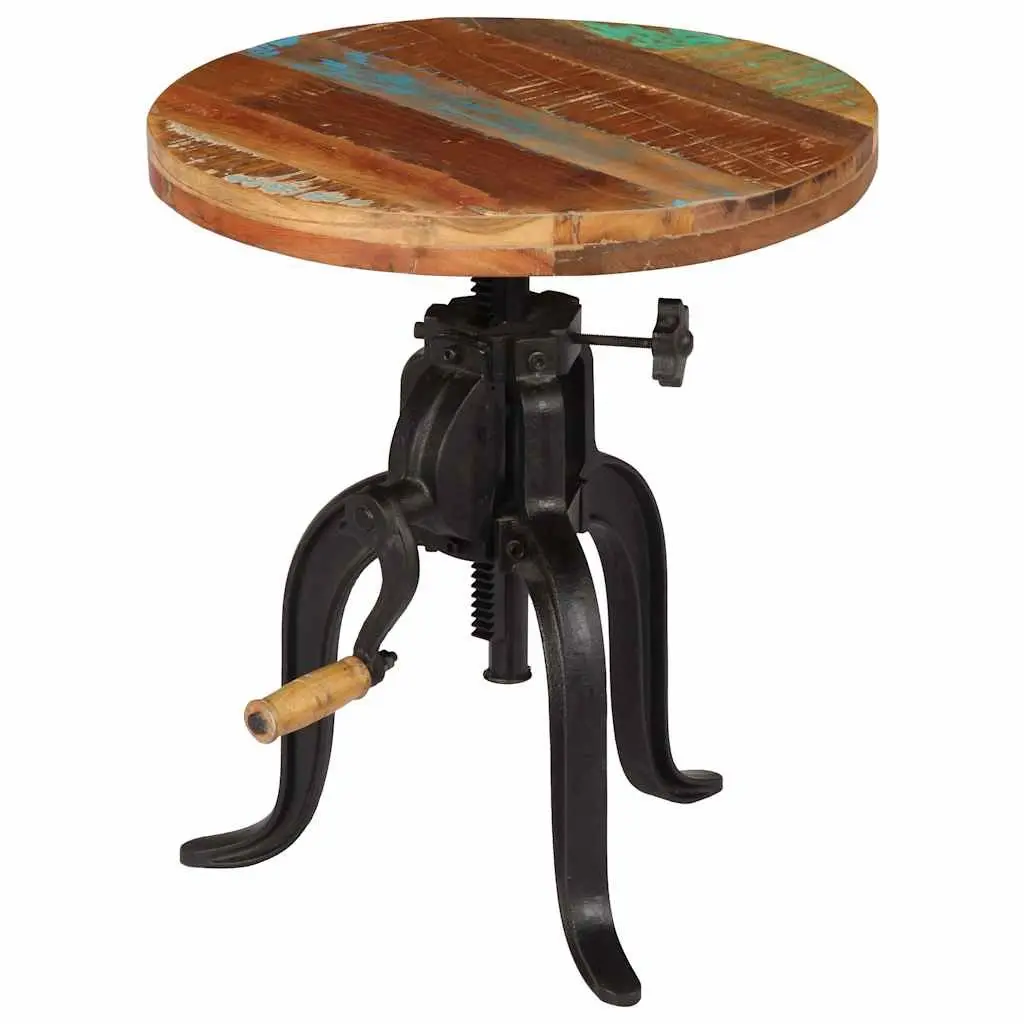 Adjustable Side Table for Living Room 45-62cm Reclaimed Wood Cast Iron Legs
