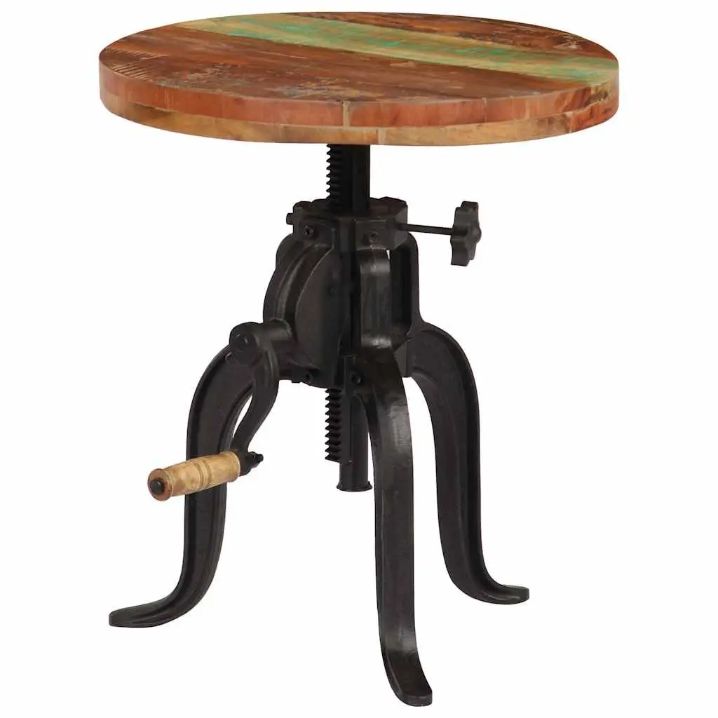Adjustable Side Table for Living Room 45-62cm Reclaimed Wood Cast Iron Legs