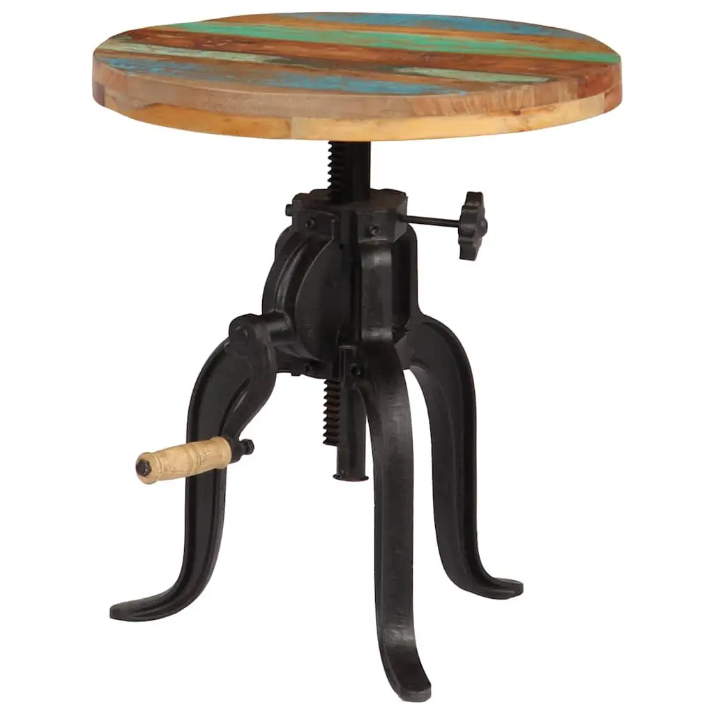 Adjustable Side Table for Living Room 45-62cm Reclaimed Wood Cast Iron Legs