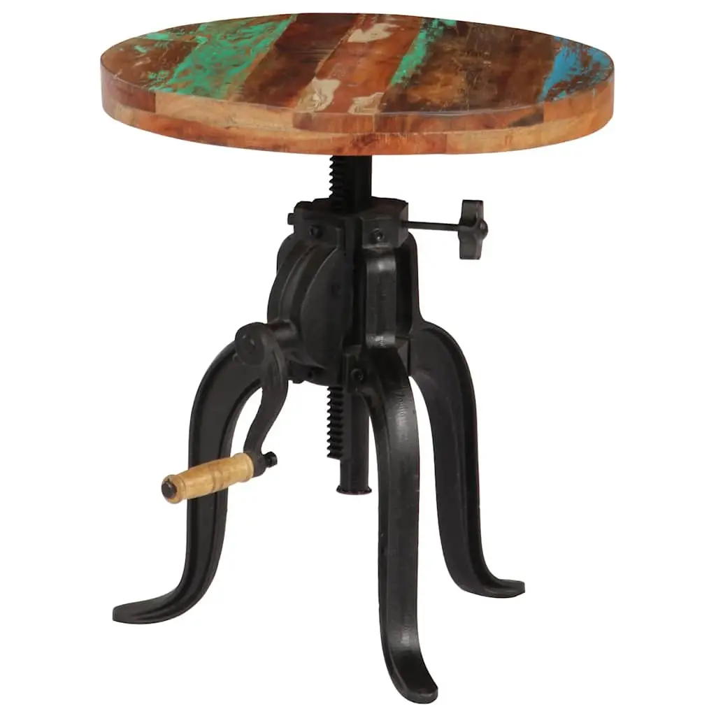 Adjustable Side Table for Living Room 45-62cm Reclaimed Wood Cast Iron Legs