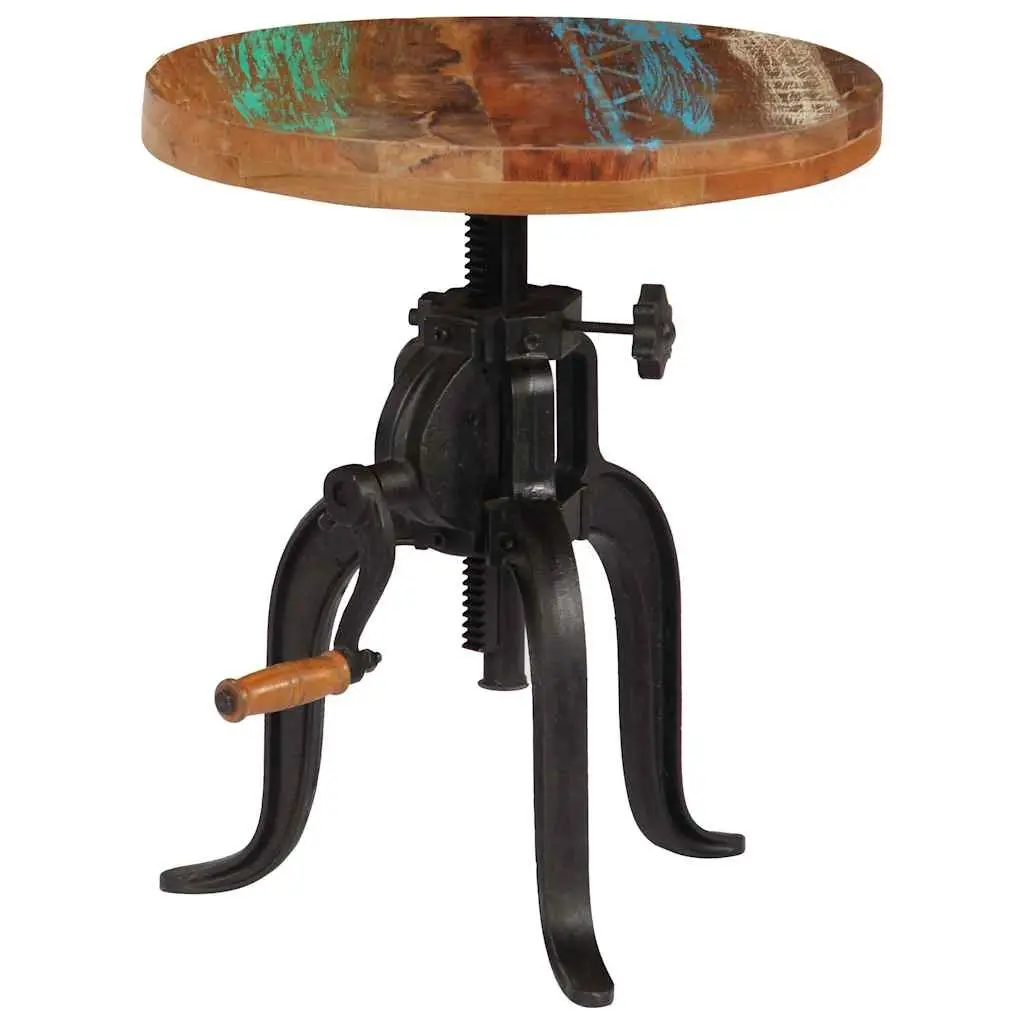 Adjustable Side Table for Living Room 45-62cm Reclaimed Wood Cast Iron Legs
