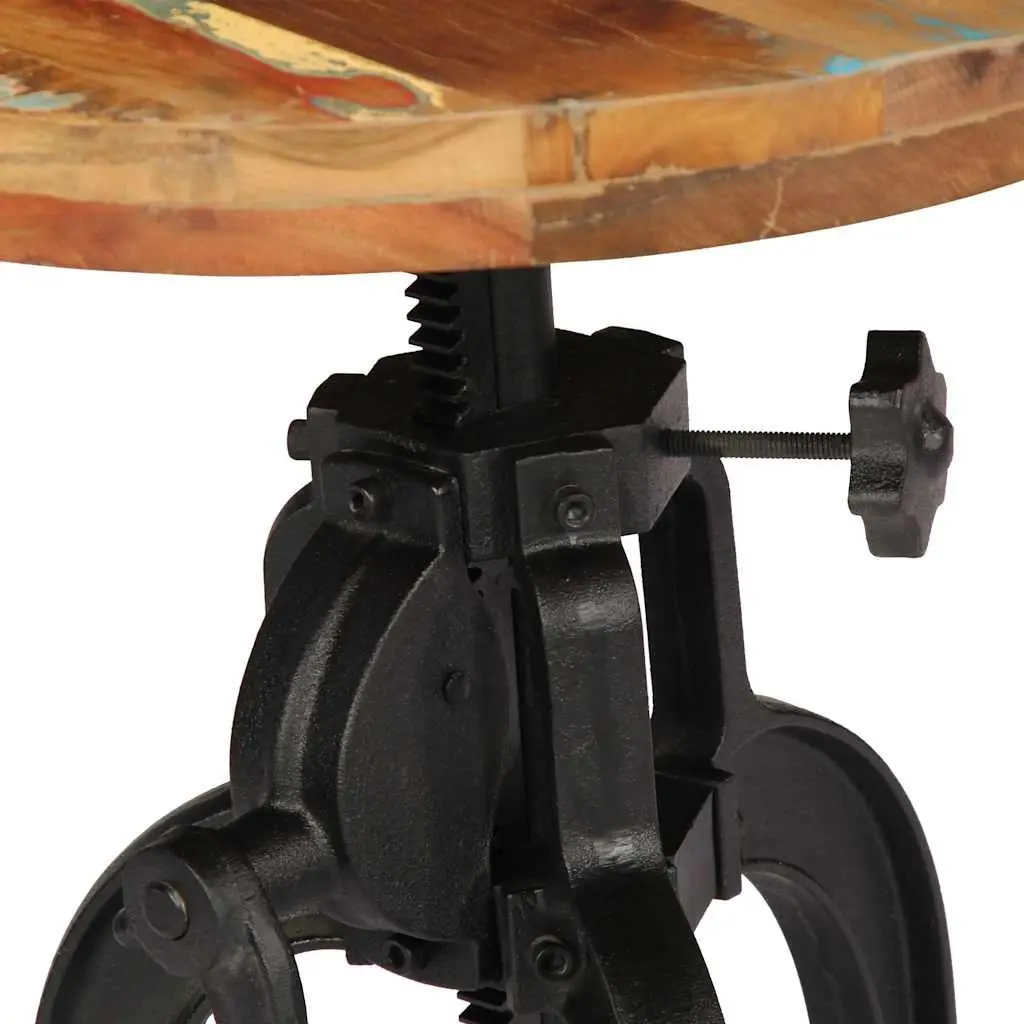Adjustable Side Table for Living Room 45-62cm Reclaimed Wood Cast Iron Legs