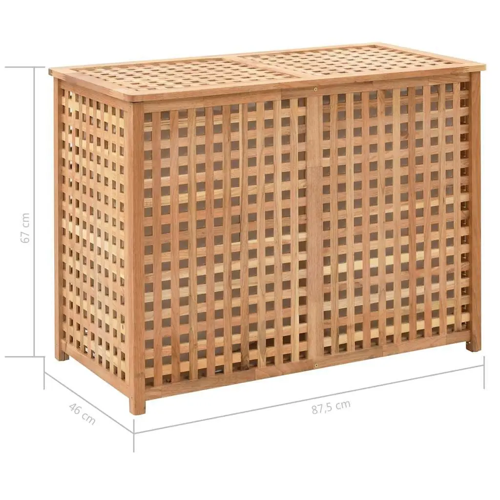 Wooden Laundry Bin for Bedroom or Bathroom with Two Compartments Brown 87.5x46x67 cm