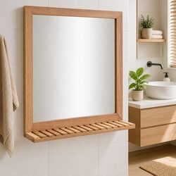 Bathroom Mirror 60x12x62 cm with Walnut Wood Frame and Shelf