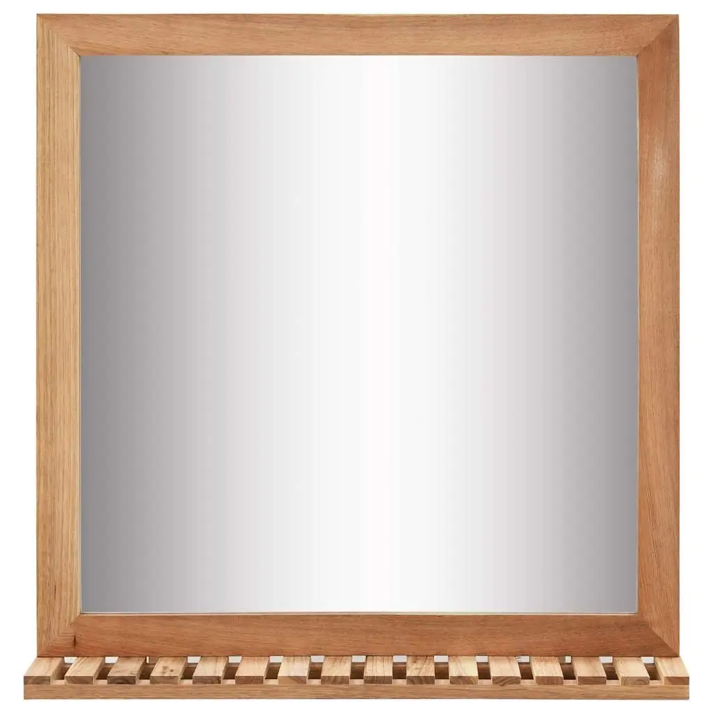 Bathroom Mirror with Shelf for Home Decor 60x12x62 cm Solid Walnut Wood Frame Brown