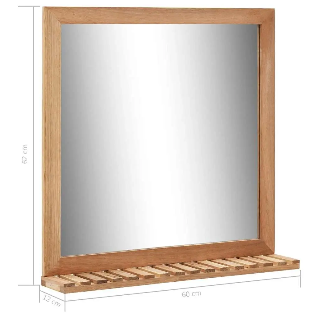 Bathroom Mirror with Shelf for Home Decor 60x12x62 cm Solid Walnut Wood Frame Brown