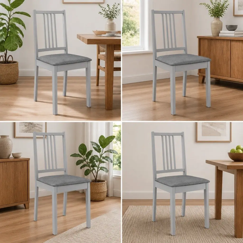 Set of 4 Wooden Dining Chairs with Cushioned Seats