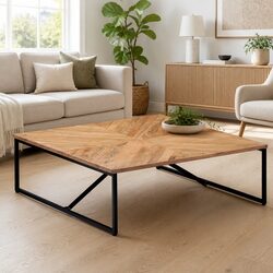 Coffee Table Specs: 110x110x36 cm, Solid Acacia Wood