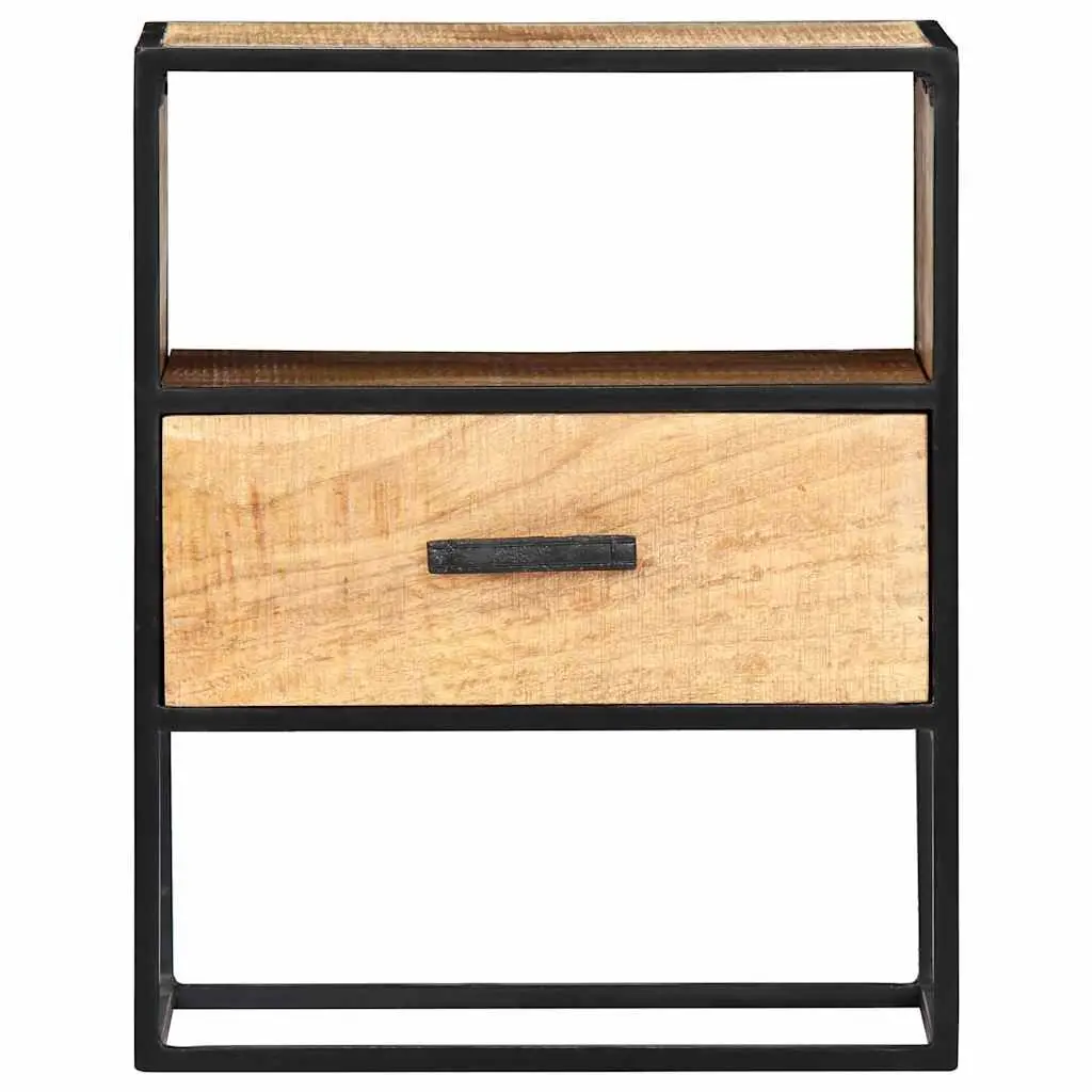 Bedside Table Nightstand Bedroom 40x30x50cm Solid Mango Wood with Steel Legs Brown