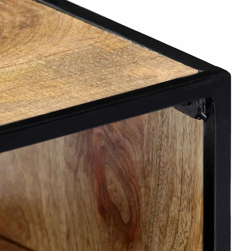 Bedside Table Nightstand Bedroom 40x30x50cm Solid Mango Wood with Steel Legs Brown