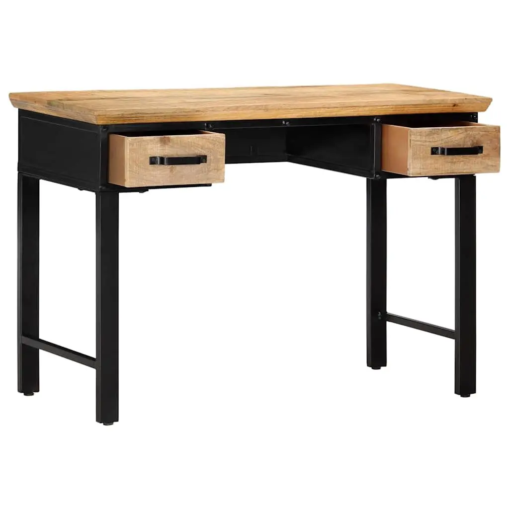 Writing Desk 110x50x76 cm Brown Solid Wood Office Table with 2 Drawers Storage