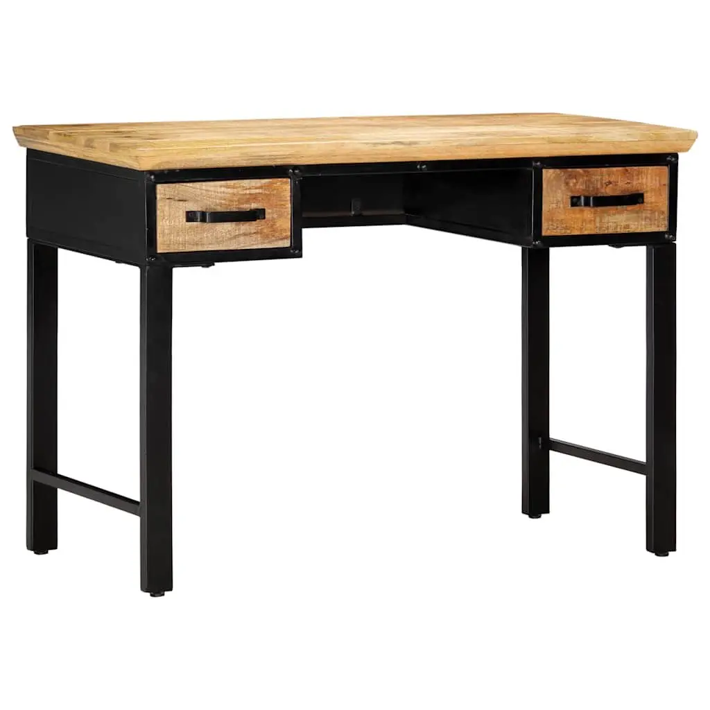 Writing Desk 110x50x76 cm Brown Solid Wood Office Table with 2 Drawers Storage