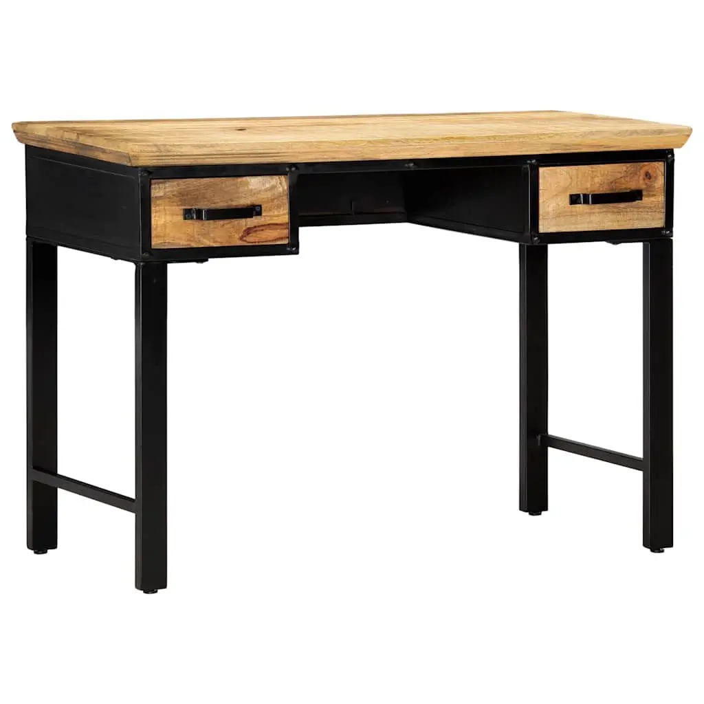 Writing Desk 110x50x76 cm Brown Solid Wood Office Table with 2 Drawers Storage
