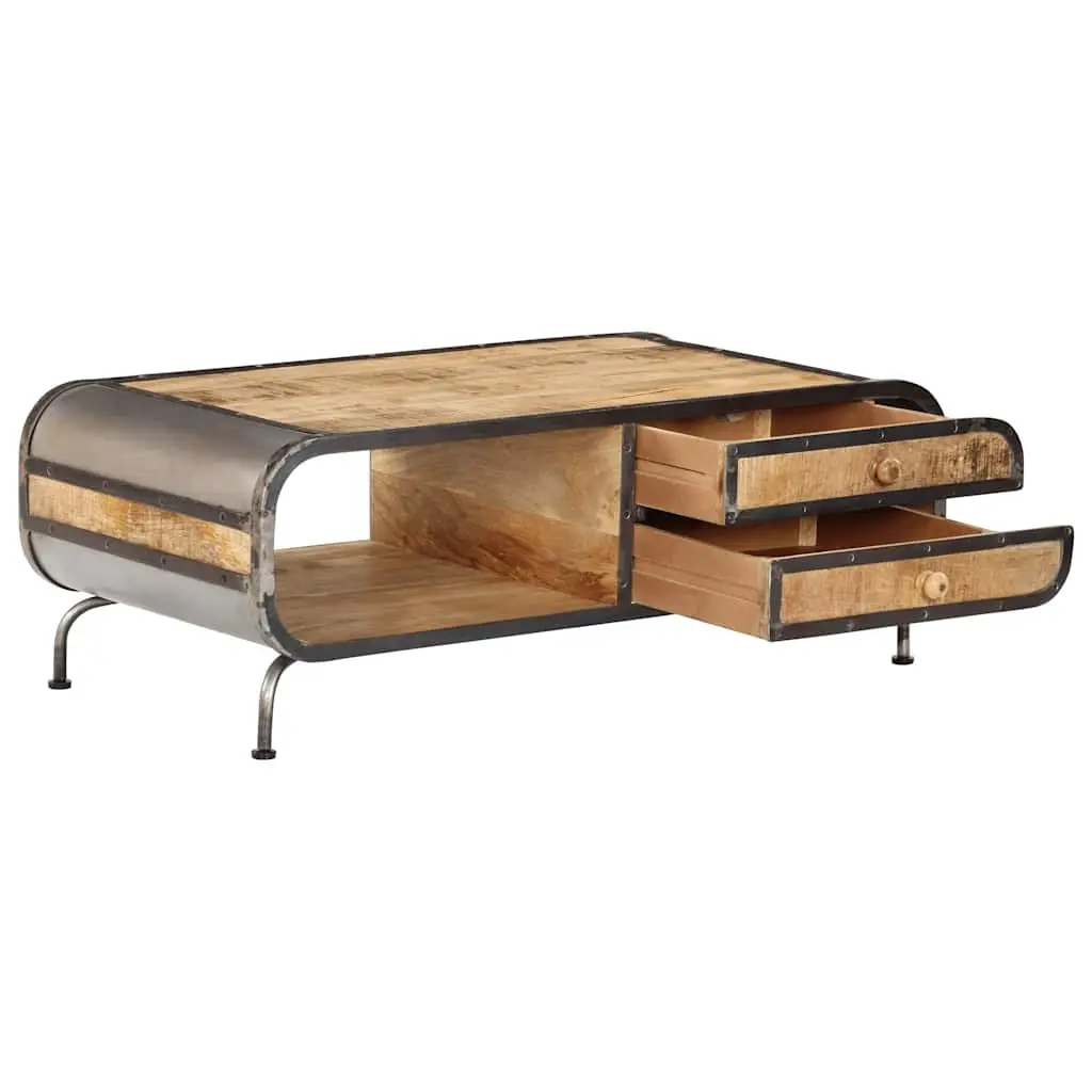 Coffee Table 100x50x35cm Solid Mango Wood Living Room Accent Storage Drawers