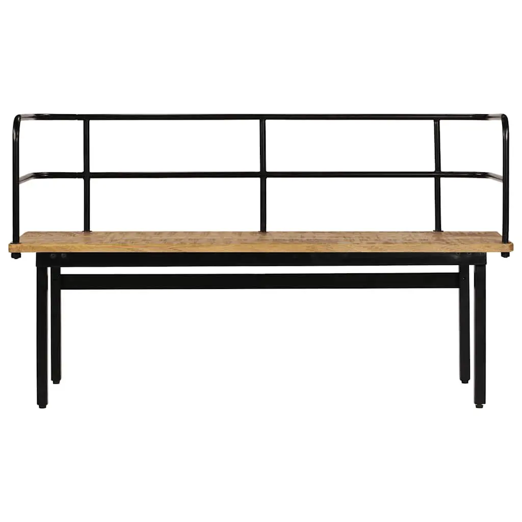 Solid Mango Wood Bench with Iron Legs