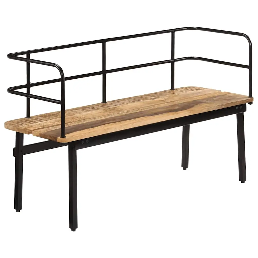 Solid Mango Wood Bench with Iron Legs