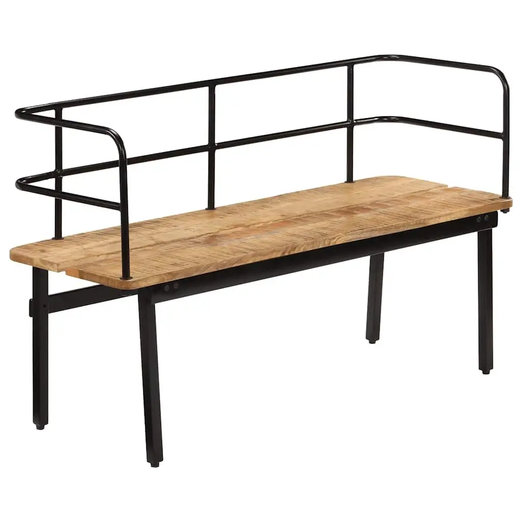 Solid Mango Wood Bench with Iron Legs
