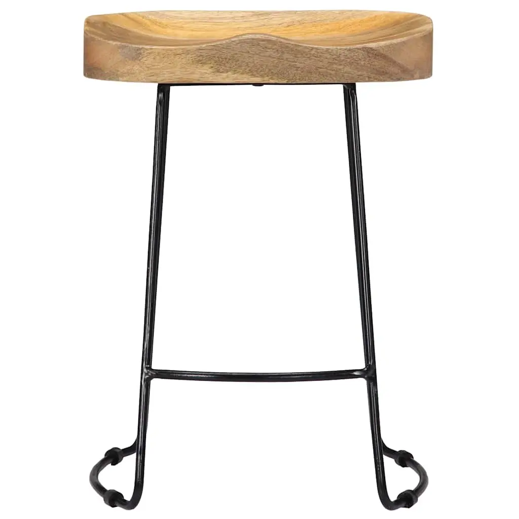 Bar Stools 2 pcs Solid Mango Wood Brown Retro Vintage Industrial Pub Chair