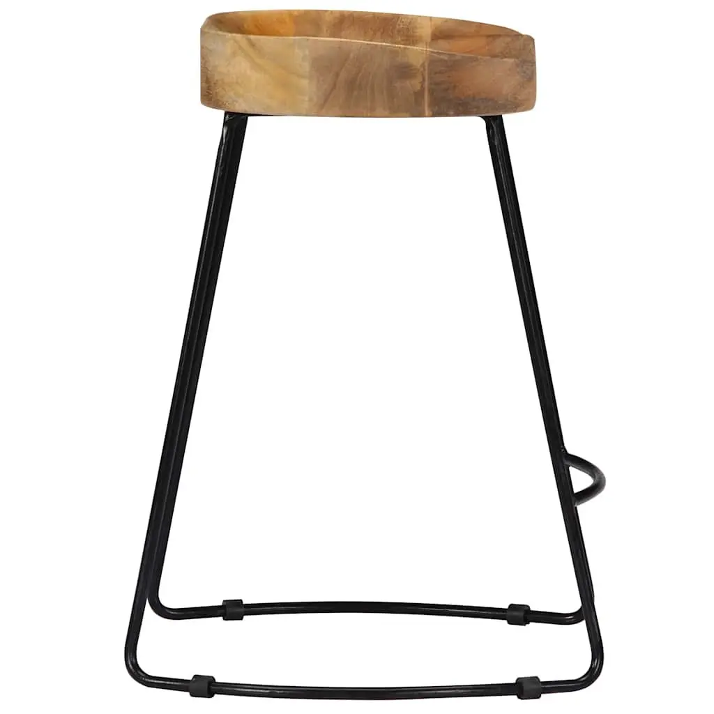 Bar Stools 2 pcs Solid Mango Wood Brown Retro Vintage Industrial Pub Chair