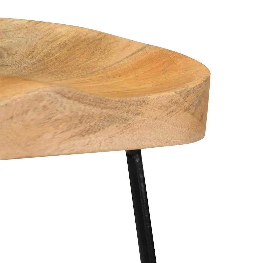 Bar Stools 2 pcs Solid Mango Wood Retro Vintage Kitchen Counter Dining Chair