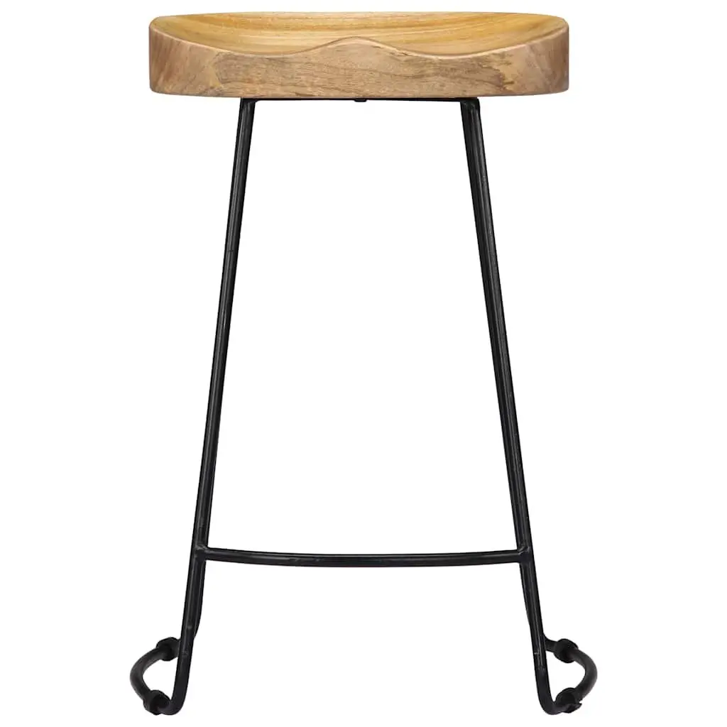 Bar Stools 2 pcs Solid Mango Wood Retro Vintage Kitchen Counter Dining Chair