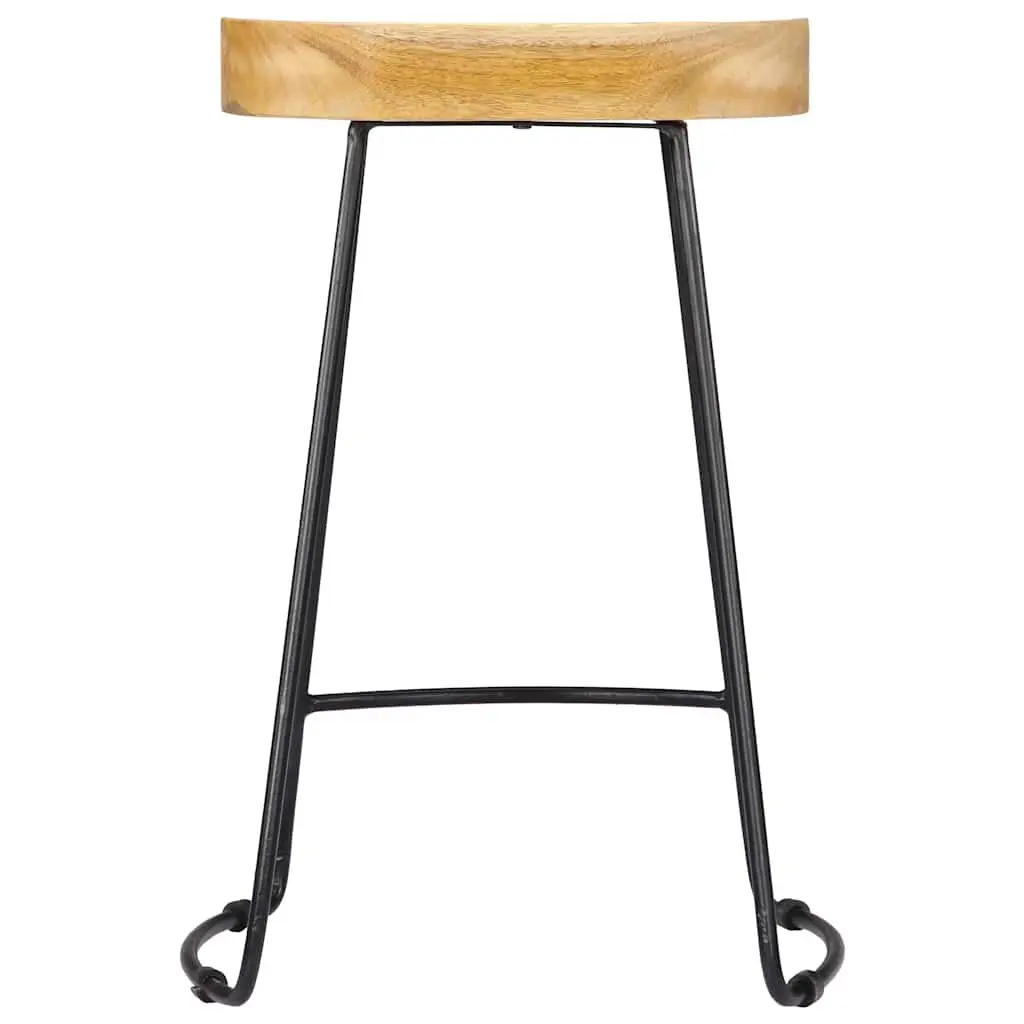 Bar Stools 2 pcs Solid Mango Wood Retro Vintage Kitchen Counter Dining Chair