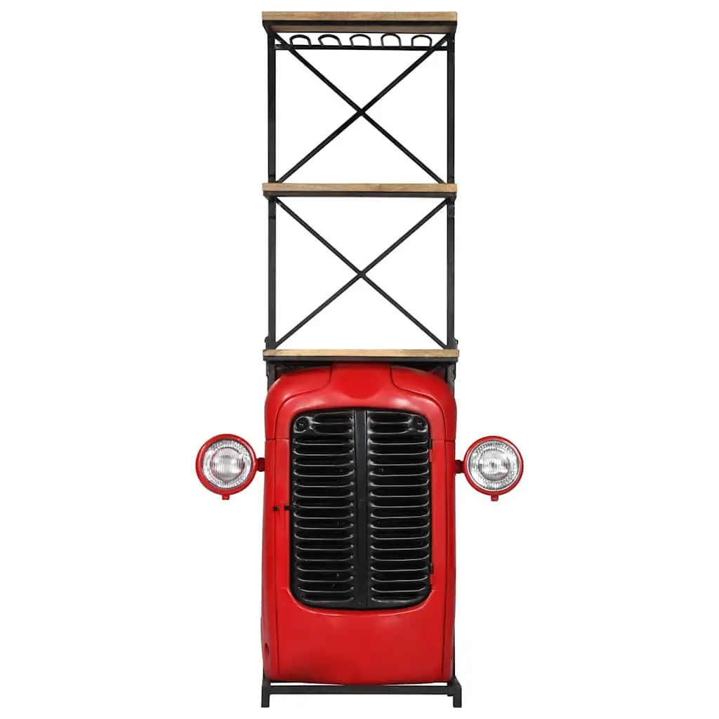 Solid Mango Wood Wine Cabinet for Bar 49x31x172cm Red 2 Shelves 9 Bottle Holders