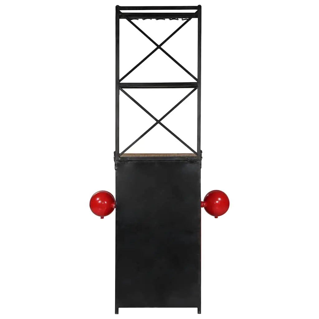 Solid Mango Wood Wine Cabinet for Bar 49x31x172cm Red 2 Shelves 9 Bottle Holders