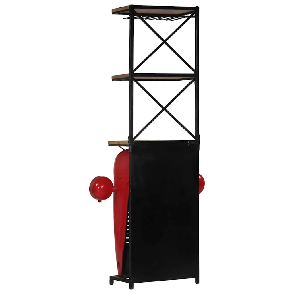 Solid Mango Wood Wine Cabinet for Bar 49x31x172cm Red 2 Shelves 9 Bottle Holders