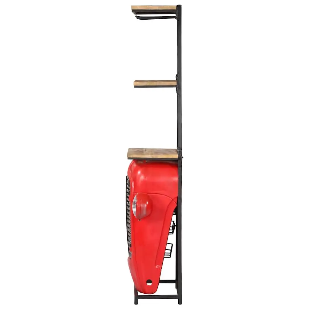 Solid Mango Wood Wine Cabinet for Bar 49x31x172cm Red 2 Shelves 9 Bottle Holders